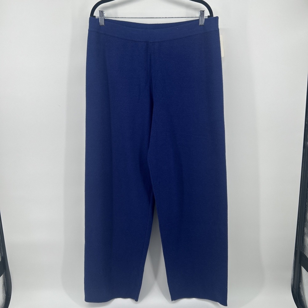 Wynne Layers XL Cobalt Blue Knit Pants Pull On Wide Leg Comfort Luxury Lounge
